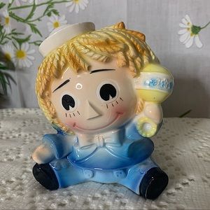 Rare blonde raggedy Andy relpo ceramic planter